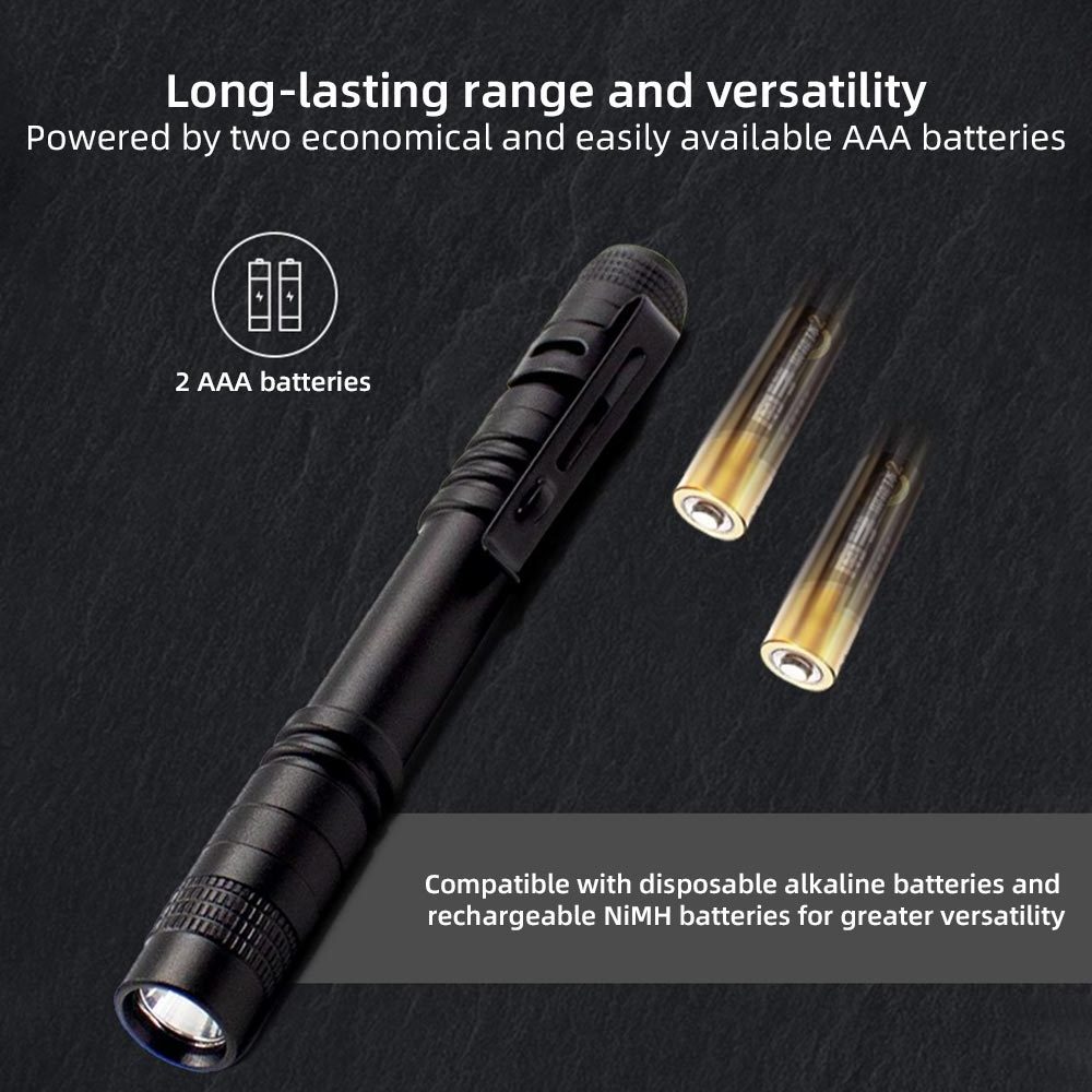 LED Mini flat Pen light Tactical Flashlight Aluminum Alloy Portable Torch with Pen Holder