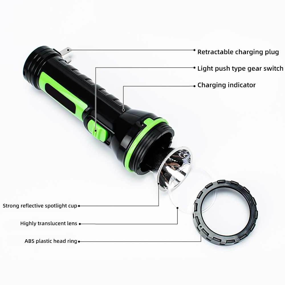 Strong Light LED Flashlight,Rechargeable Portable Household Emergency Lighting Outdoor Camping Fishing Flashlight