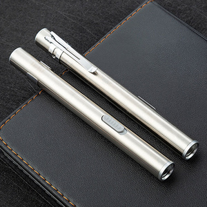 usb rechargeable led torch light lighting mini pen  with clip Stainless Steel Torch Strong Light Pen Focused EDC Flashlight