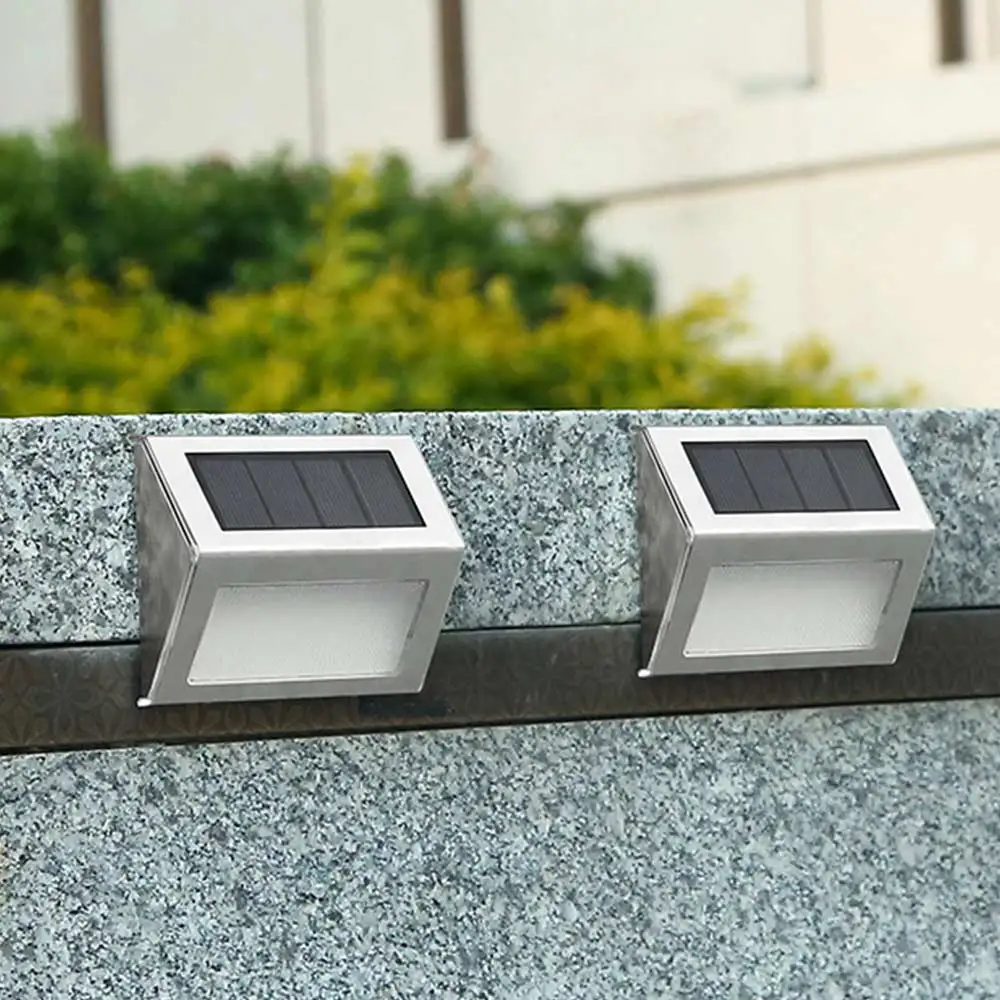 Solar stainless steel wall lamp, outdoor waterproof landscape lamp corridor step lamp