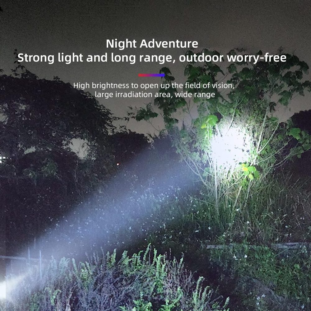 Solar Flashlight, Rechargeable LED Long-range Outdoor Multi-function Emergency Flashlight