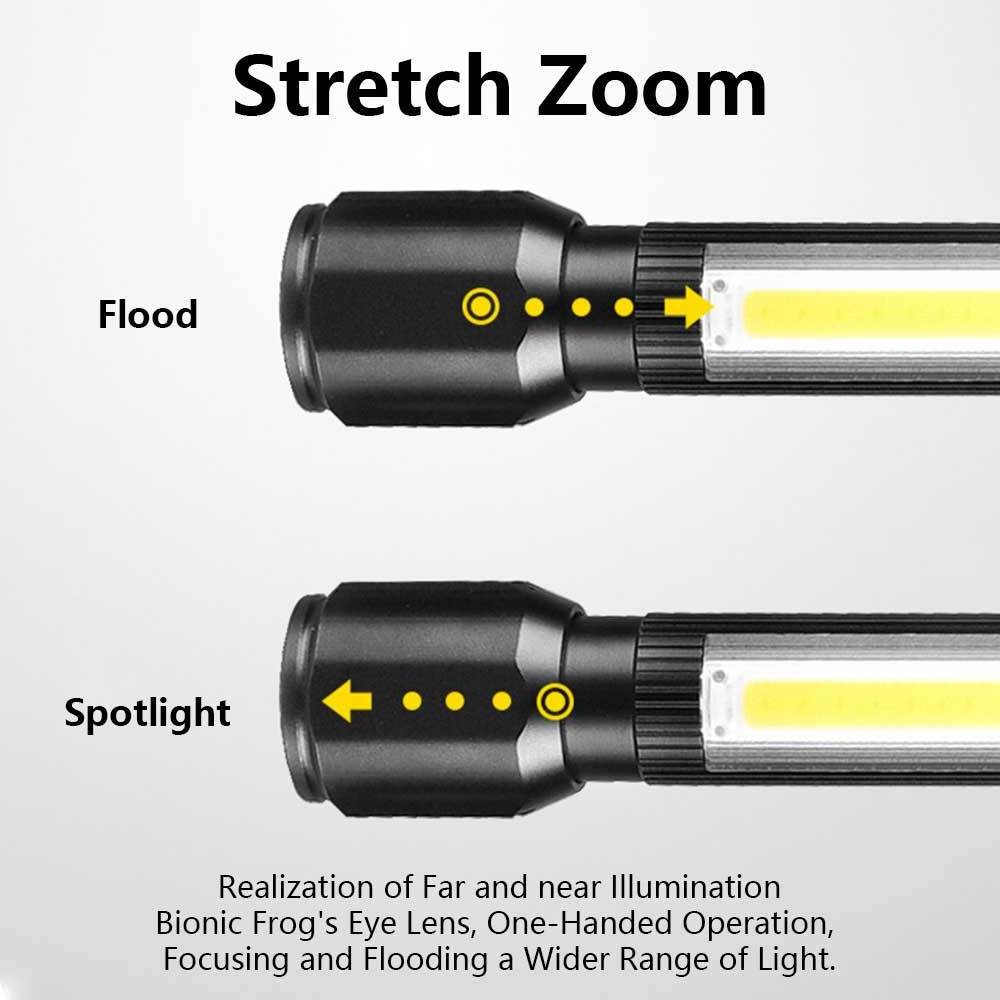 New USB Rechargeable Cob Zoom Work Light LED Super Bright Magnetic Pen Light with Pen Buckle