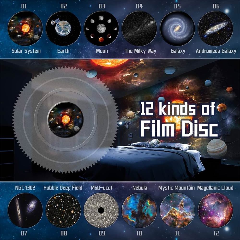 12 In 1 Real Planetarium Galaxy Projector Star Projector Lamp Starry Sky Night Light For Bedroom Decor