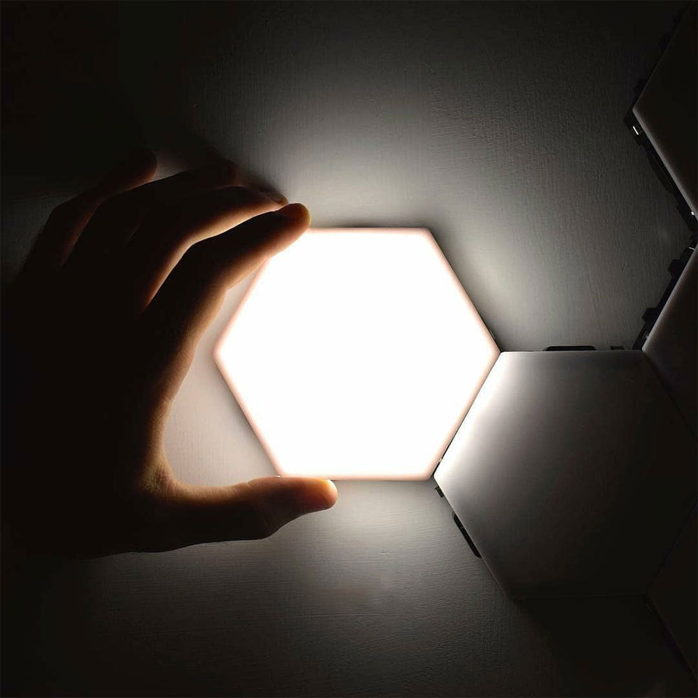 DIY Touch Sensor Hexagonal Light, 10 Pack Honeycomb Modular Quantum Light Hexagonal Wall LED Lamp