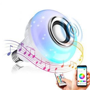 APP Control RGB Smart Music Bulb, 12W E26 E27 LED Wireless Light Bulb Speaker with Remote Control