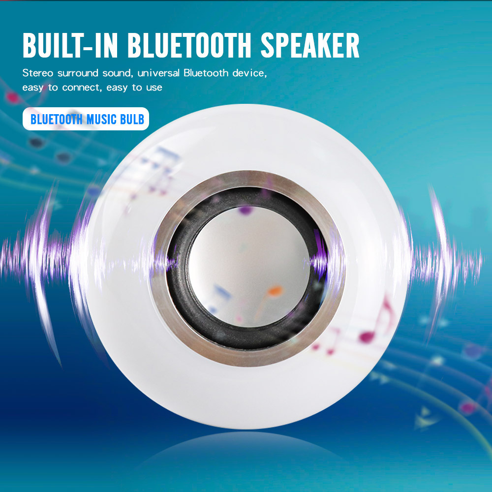 APP Control RGB Smart Music Bulb, 12W E26 E27 LED Wireless Light Bulb Speaker with Remote Control