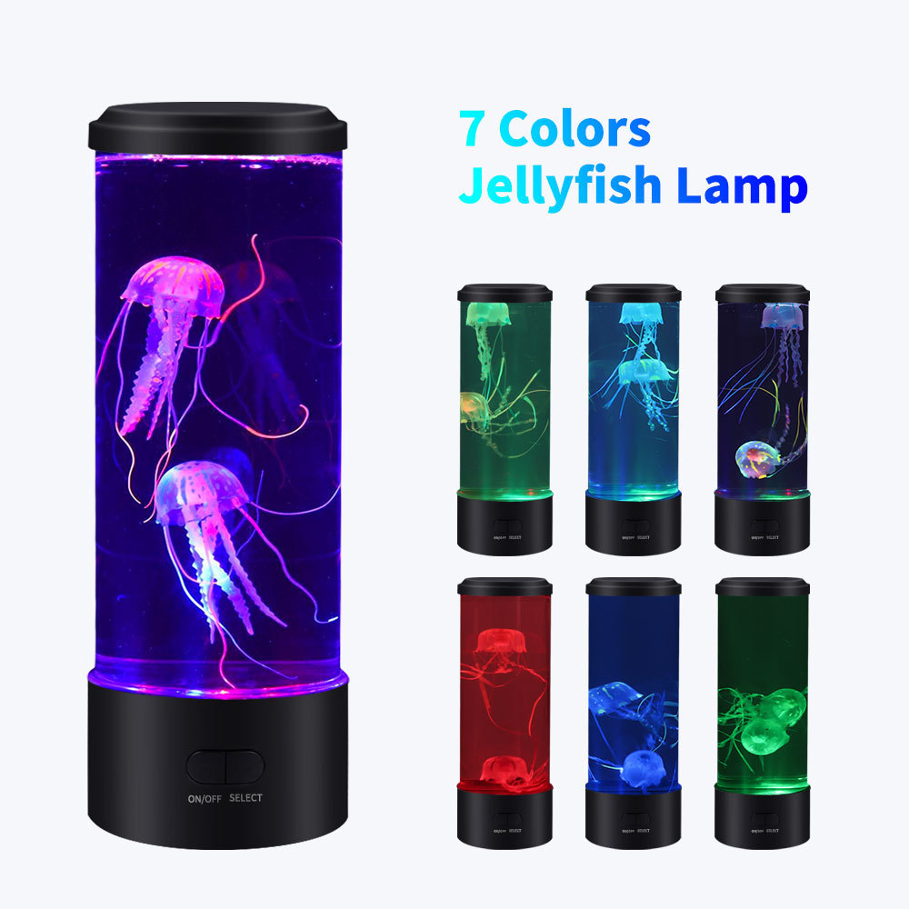 7 Color Changing Electric Round Jelly Fish Aquarium Light LED Jellyfish Lava Lamp Night Light