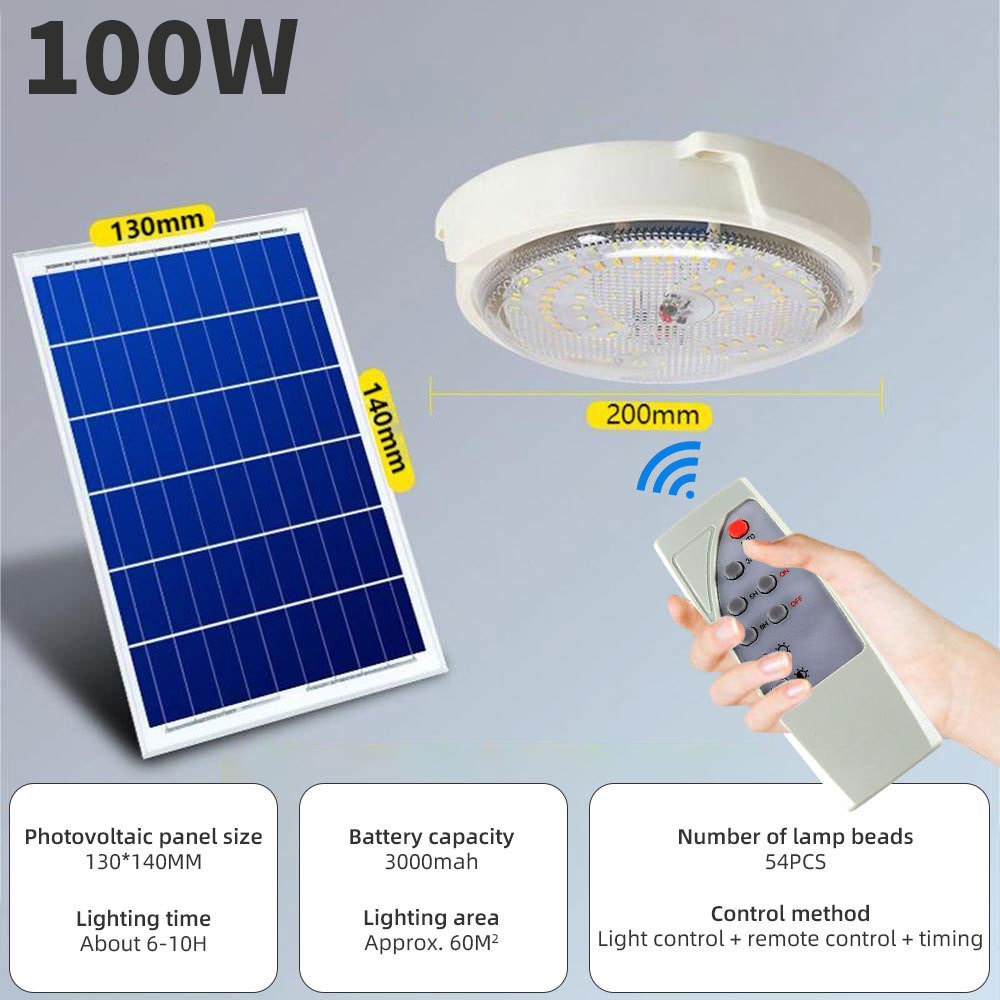 Indoor Solar Ceiling Light 100w 200w 300w 500w 800w Indoor Solar Light Home House with Remote Control