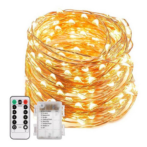 5M 10M Waterproof Copper Wire LED String Lights, Battery Operated 8 Mode Fairy Lights with Remote Control