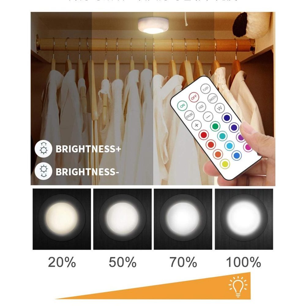 Mood Magic Lights, Smart Colour Changing RGB Wireless Remote Controller LED Puck Night lights