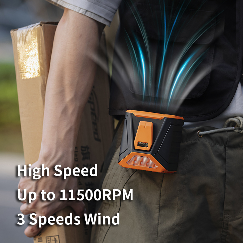 Hot Selling Outdoor 9000mAh Portable Waist Fan High Speed 11500RPM Handheld Bladeless Fan Emergency Power Clip On Fan