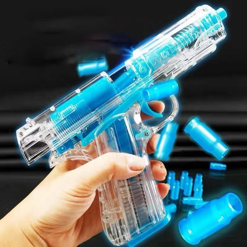 Luminous 1911 Shell Ejecting Toy Gun Pistol Transparent EVA Safety Soft Bullets Gun Toy Foam Dart Blaster Bullet Guns Weapon