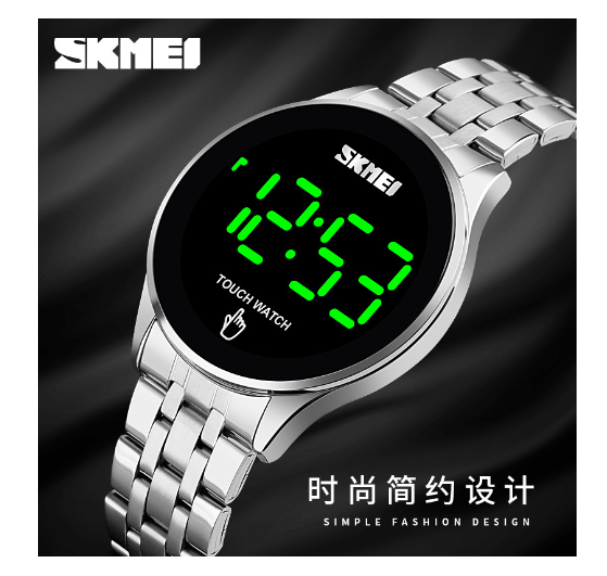 Skmei 1579 Orologio Digitale Uomo Touch LED Watches Wristwatch Screen Steel Waterproof for Men 30m Glass Leather SHANGHAI Alloy