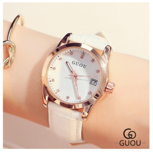 GUOU Top Brand Design Vintage Simple Dial High Quality 30m Waterproof Ladies Quartz Watch