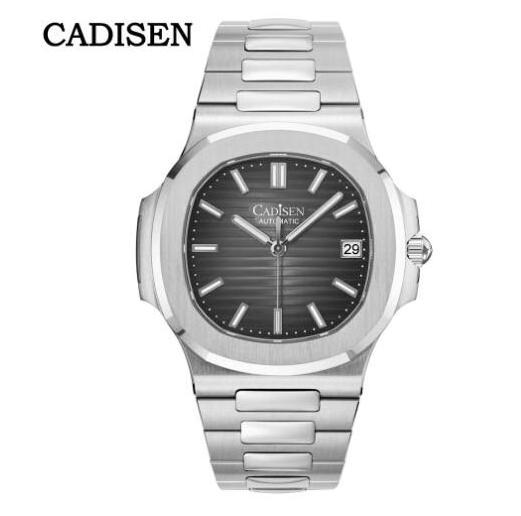 CADISEN Automatic Mechanical Luxury Square Watch Stainless Steel Strap Waterproof Fashion Watch for Men