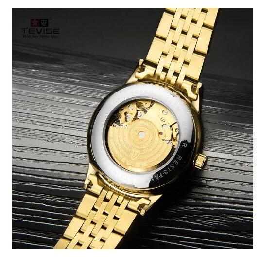 Tevise top brand new men's watch waterproof luminous automatic mechanical high-end precision steel clock gold watches