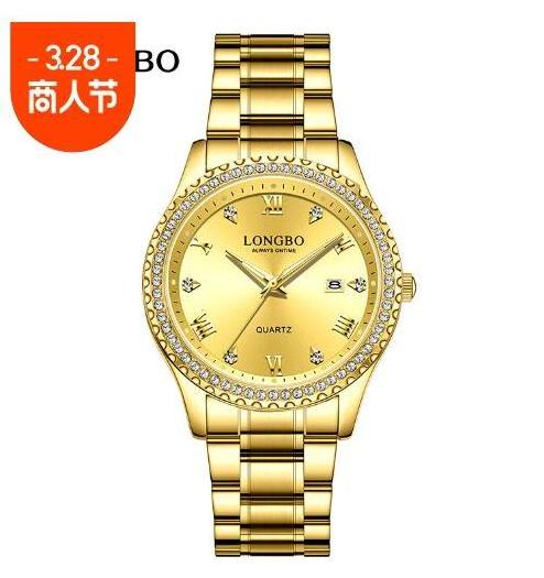 LONGBO Quartz Watch For Lover Stainless Steel Watchband Luminous Pointer Analog Chronograph Calendar Relojes Hombre