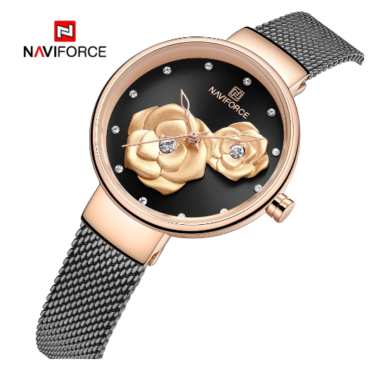 NAVIFORCE 5013 women watches Quartz Ladies Stainless Steel Mesh Flower for Gift Watch 2024