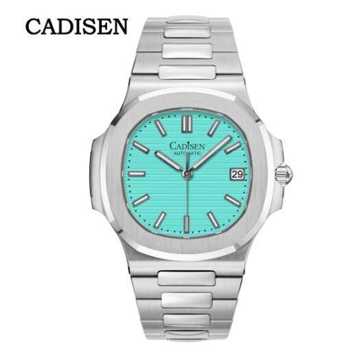 CADISEN Automatic Mechanical Luxury Square Watch Stainless Steel Strap Waterproof Fashion Watch for Men