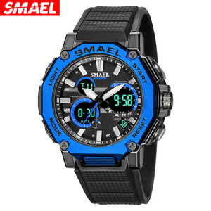 SMAEL Brand Quartz Watches Sports Male Clock Alarm 50M Waterproof Stopwatch LED Back Light Wristwatches Sport Men Watch 8047