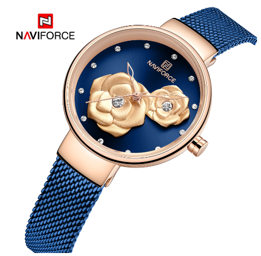 NAVIFORCE 5013 women watches Quartz Ladies Stainless Steel Mesh Flower for Gift Watch 2024