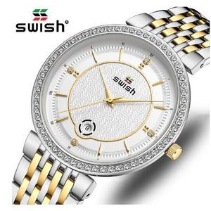 SWISH Luxury Male Elegant Ultra-thin Watches Men Business Stainless Steel Mesh Quartz Wrist Watch