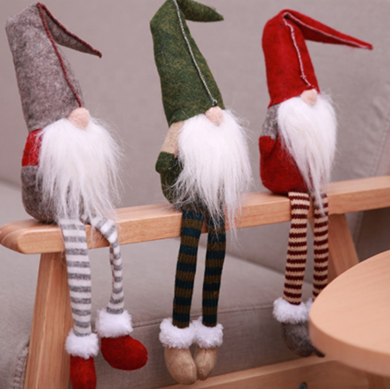 Christmas Decoration Cute Sitting Long-legged Elf Festival New Year Dinner Party  Christmas Decorations for Home