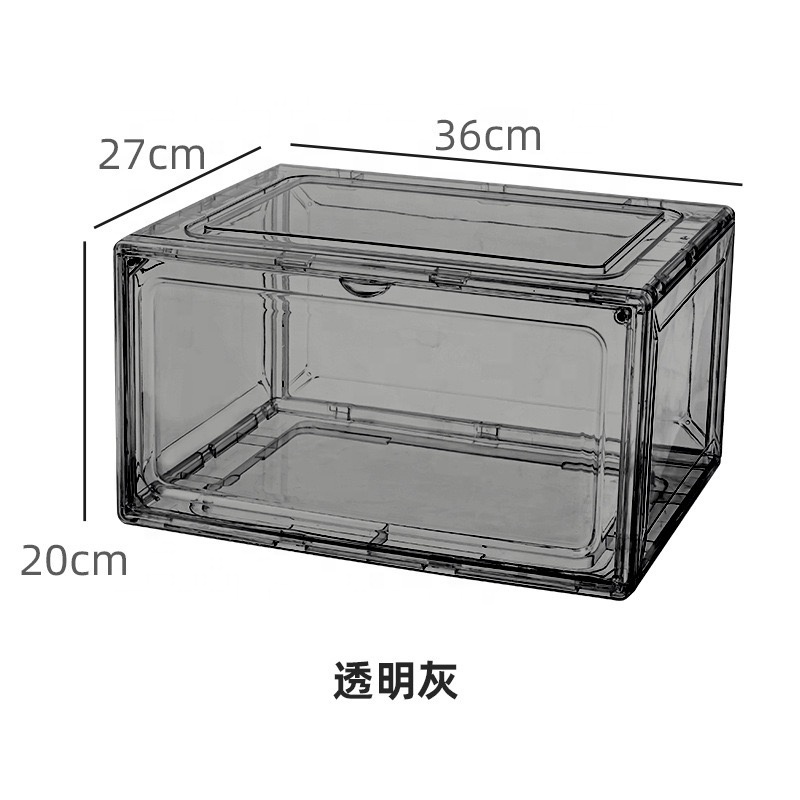 Clear Shoe Box Sneaker Storage Boxes Stackable with Lids Magnetic Door Acrylic Storage Shoe Box  M-072