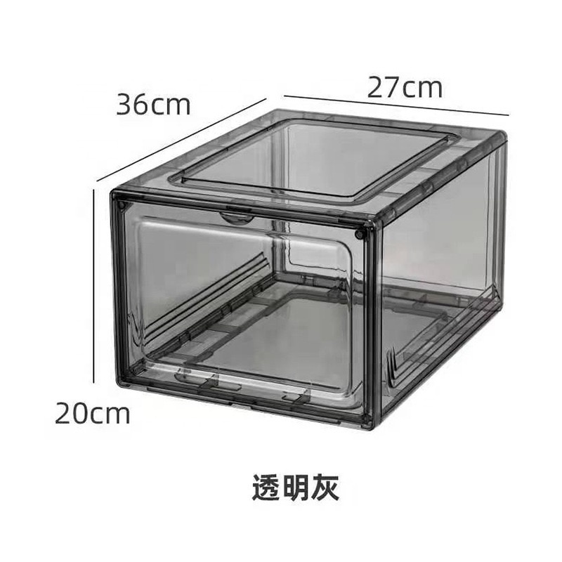 Clear Shoe Box Sneaker Storage Boxes Stackable with Lids Magnetic Door Acrylic Storage Shoe Box  M-072