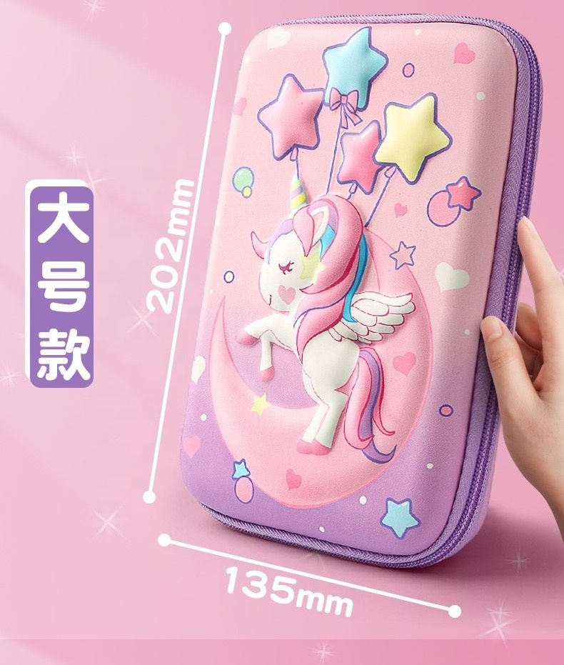 Unicorn Pencil Case for Girls,3D EVA Cute Pencil case Large Capacity Pencil Box with Double Zipper, Pencil Box M-052