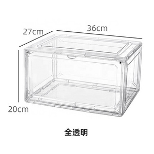 Clear Shoe Box Sneaker Storage Boxes Stackable with Lids Magnetic Door Acrylic Storage Shoe Box  M-072