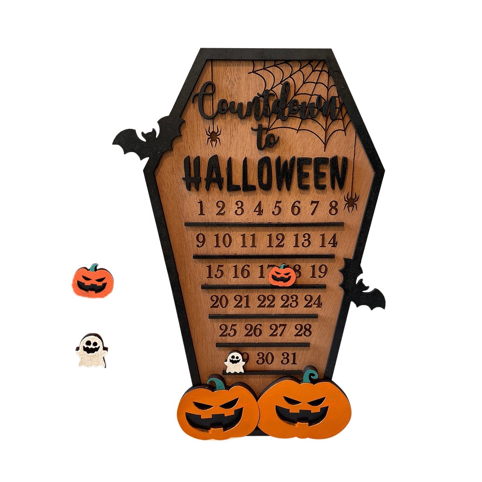 OEM Halloween Advent Countdown,DIY Halloween Countdown Sign with Bat Pumpkin Halloween Decoration M-356