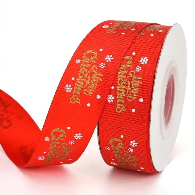 2cm 10 Yards Christmas Ribbon,Christmas Pattern Printed Christmas Grosgrain Ribbon for Gift Wrapping DIY Craft