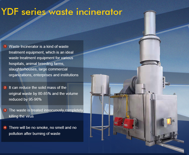 Manufacture price 20-750kg/batch smokeless hospital clinical hazardous medical waste incinerator for sale