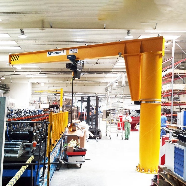 360 degree rotating swing slewing arm jib crane Stationary workshop rotary arm jib crane 1 ton with chain hoist for sale