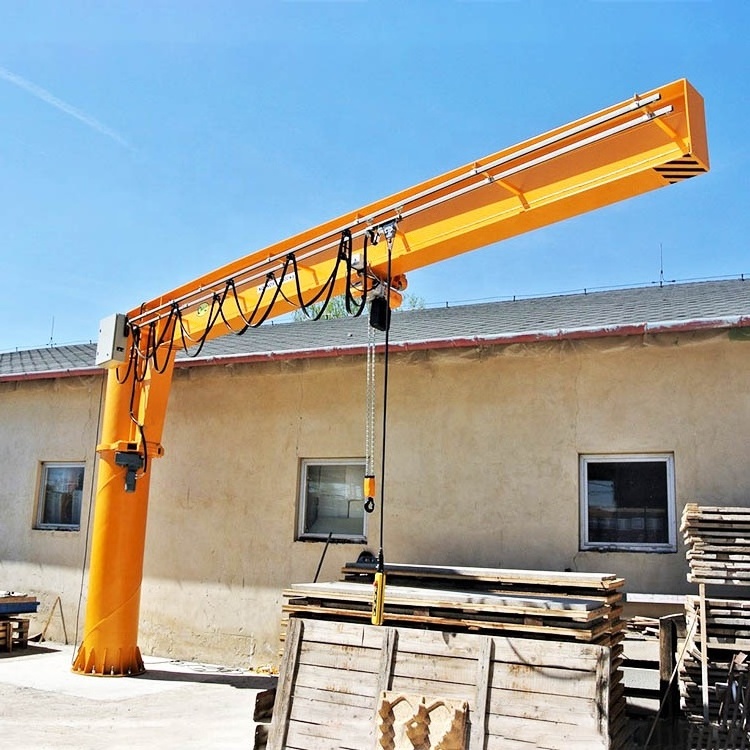 360 degree rotating swing slewing arm jib crane Stationary workshop rotary arm jib crane 1 ton with chain hoist for sale