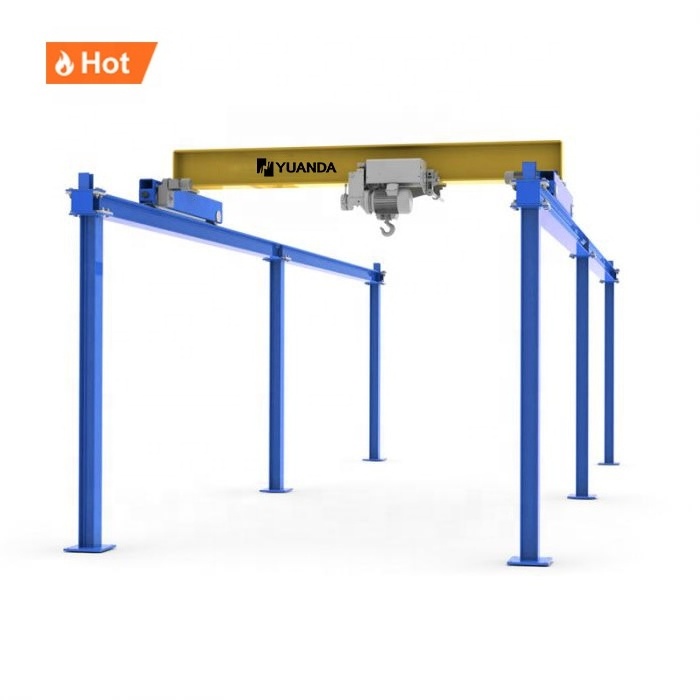 1 2 3 5 10 Ton Free Standing Modular Self Erecting Freestanding Overhead Bridge Crane with Steel Column Support Structure Frame