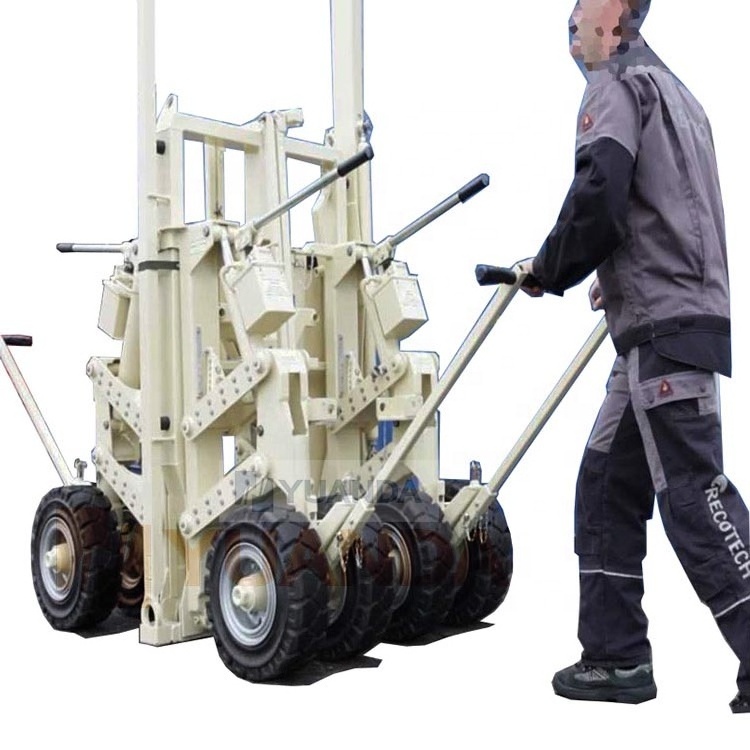 Mobile Heavy Solid Pneumatic Tire Module Shipping Container Corner Bracket Manual Hand Moving Wheel Jack Lift with Wheel Jack