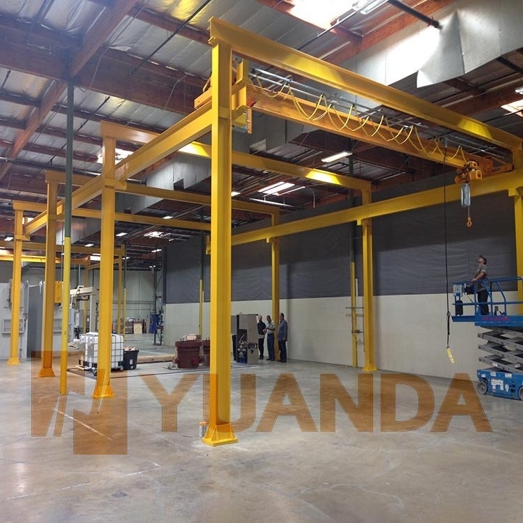 1 2 3 5 10 Ton Free Standing Modular Self Erecting Freestanding Overhead Bridge Crane with Steel Column Support Structure Frame