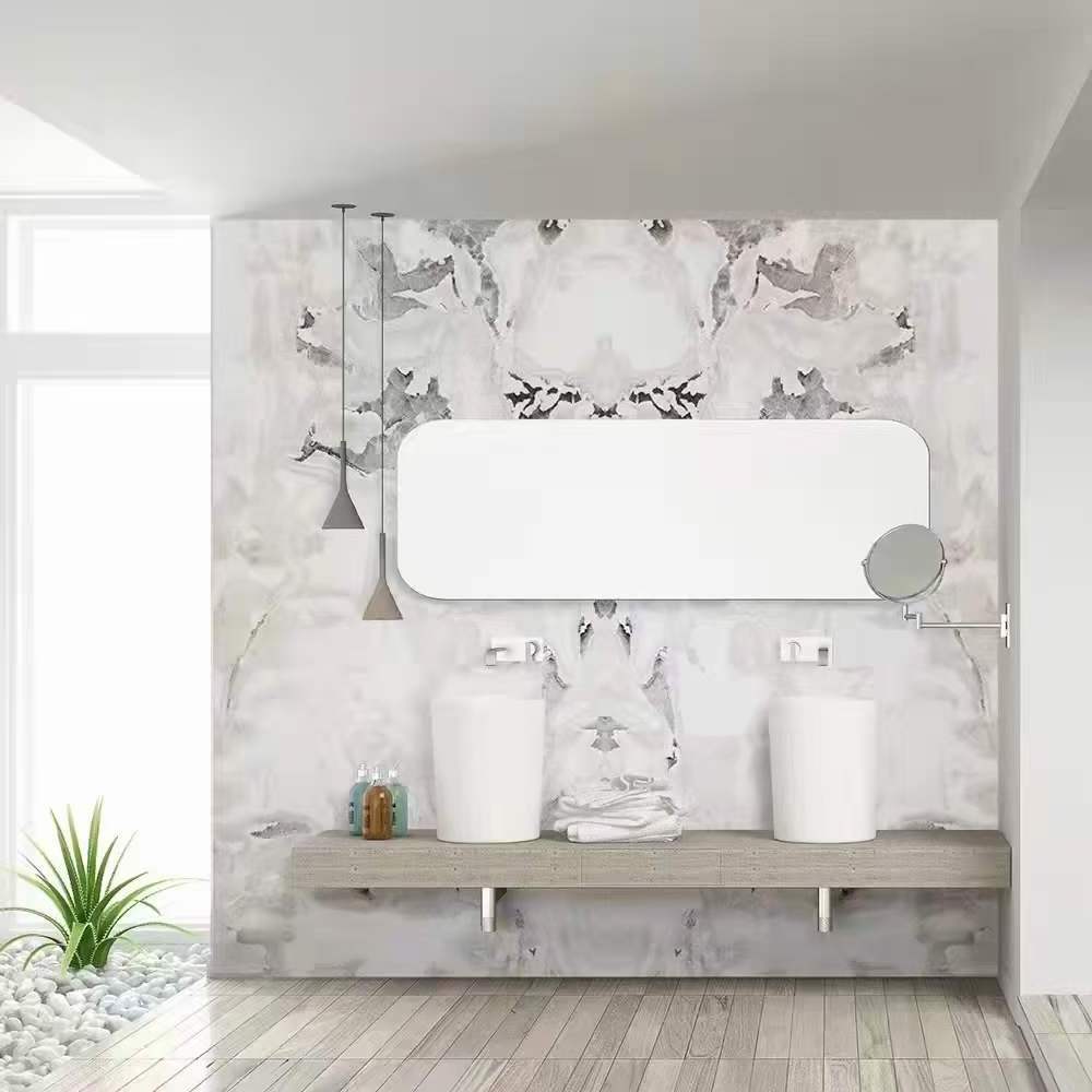 Natural White Marble Wall Panel Marble Floor Tile Polished White Marble With Grey Veins