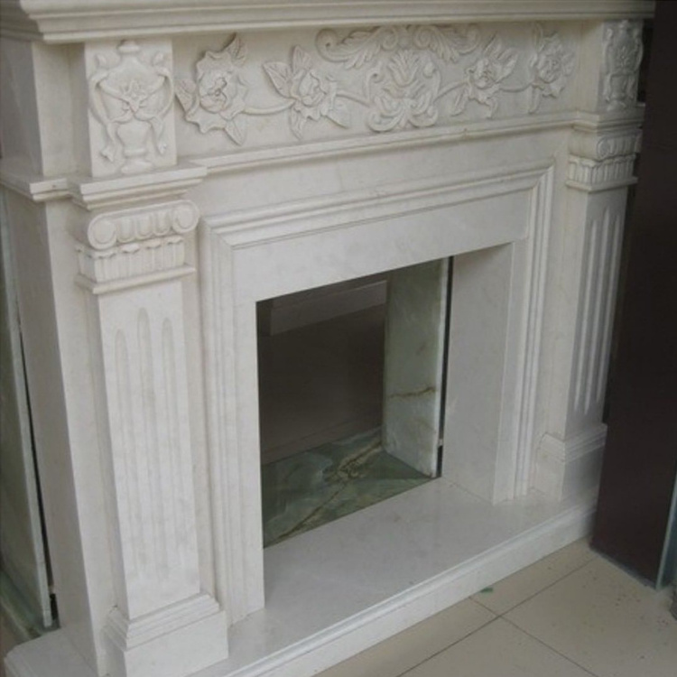 French Style Modern Design Hand Carved Decorative White Marble Fireplace Mantles