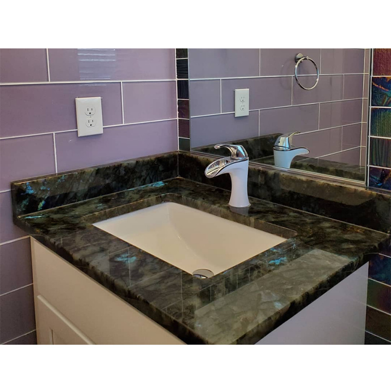 Luxury Cabinet Basin Bathroom Vanity Blue Labradorite Granite Bathroom Vanity With Single Sink