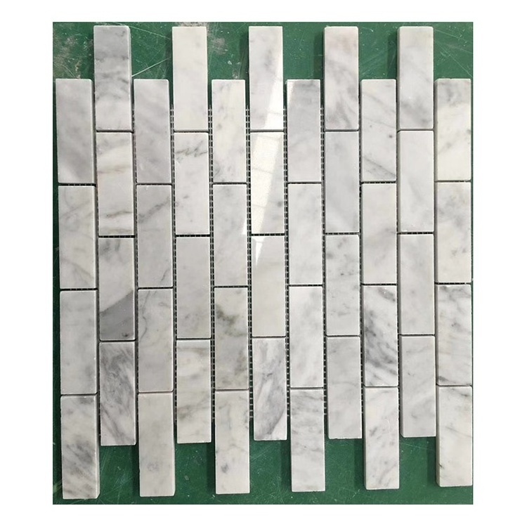 Backsplash kitchen wall subway tile stone carrara white marble mosaic