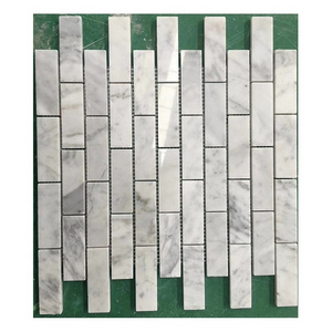 Backsplash kitchen wall subway tile stone carrara white marble mosaic