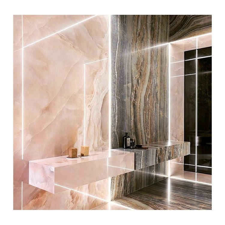 Natural Pink Onyx Marble Slab Backlit Pink Onyx for Bathroom Marble Wall Floors