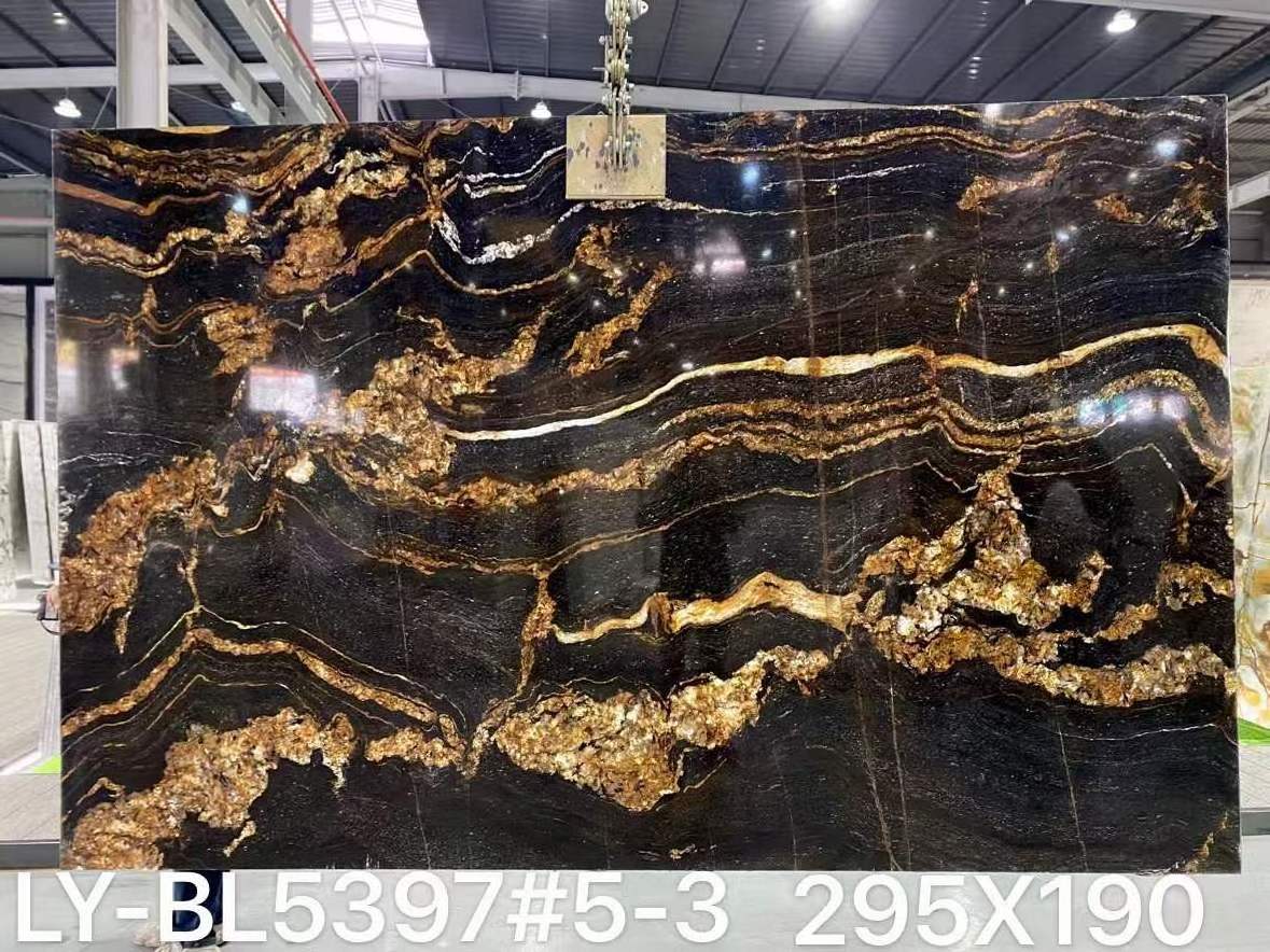 YD STONE Natural Black Gold Matrix Titanium Granite Slabs Magma Gold Granite for Countertop