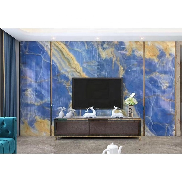 Luxury Light Blue Onyx Marble Wall Panel Natural Blue Onyx Slabs for Marble Floor Tiles