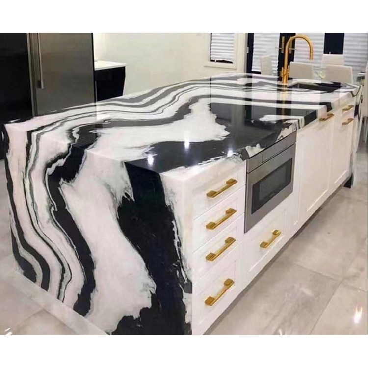 Custom Cut Size Natural Panda White Marble Kitchen Countertop and Island