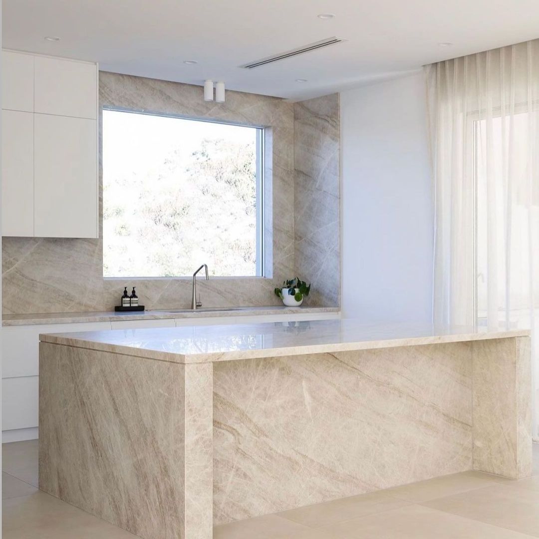 Brazil White Granite Kitchen Island Top Natural Taj Mahal Quartzite Countertops