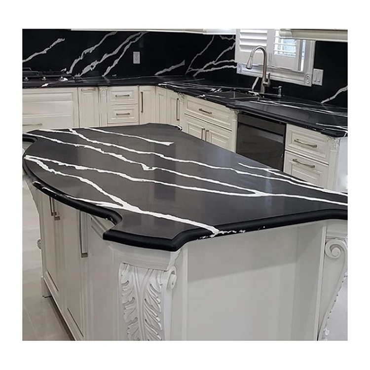 Quartz Prefabricated Countertop Artificial Quartz Stone Calacatta Black Quartz Countertop